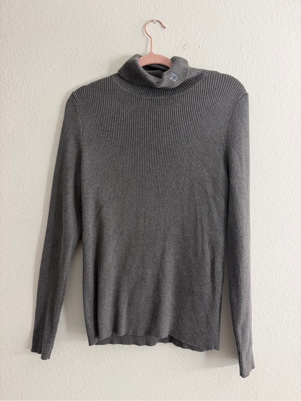Lauren Ralph Lauren Women’s Grey Cotton Blend Turtleneck Sweater Size Large
